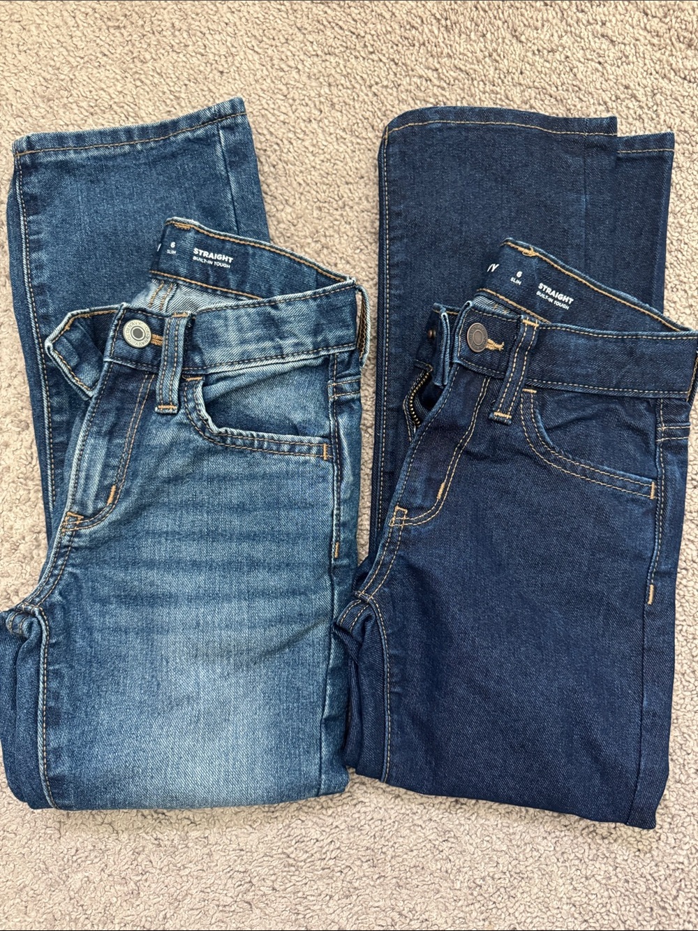 NEW Old Navy Lot of 2 Kids Straight Leg Adjustable Waist Denim Jeans Blue 6 Slim